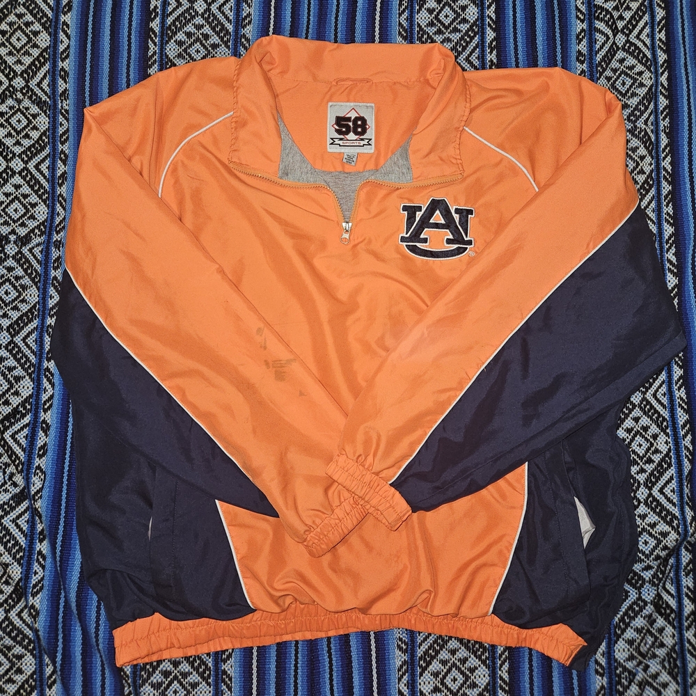 Y2K Auburn Tigers 1/4 Zip Windbreaker Jacket Mens XXL Embroidered NCAA 58 Sports